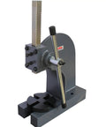 Heavy Duty 2 Ton Manual Arbor Press With 4 Position Base And 7 Inch Reach showcasing gray finish and adjustable base for metalwork.