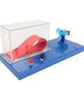 Portable Wind Tunnel Lab Kit For Wing Lift Experiments with red wing model, blue base, and powerful blower for physics learning.