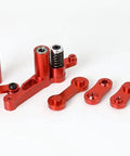 Next CNC Aluminum Steering Servo Saver For 1 To 5 Scale RC Car Upgrades Precision Control And Rock Solid Grip Compatible With Hpi Baja Rovan Km 5b Ss 5t 5sc In Bright Red with detailed parts layout.