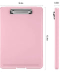 Pink storage clipboards with low profile clip for work and school, 8.5x11 inch, snap closure, hanging hole, nurse friendly