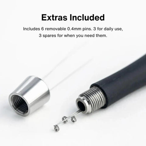 Weiss Distribution Technique WDT Tool with stainless steel cap and removable pins, showcasing silicone grip and precision design.