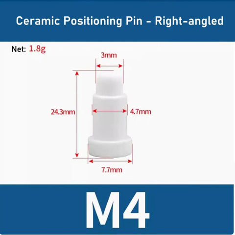 Top Shelf Ceramic Positioning Pins For Spot Welding Machines Built Tough Right Angled Electrode Insulators Heat Resistant M4 Hardware 10 Piece Batch, detailed size specifications.