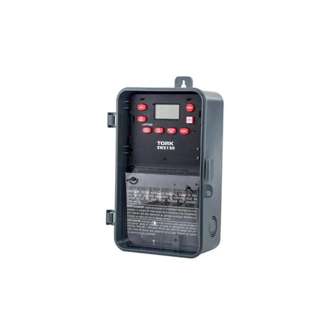 Weeklong Auto On Off Timer For Lights And HVAC 120 To 277 VAC One Channel SPDT Astronomic Seven Day Programmable Timer Switch For Home And Office Automation, front view