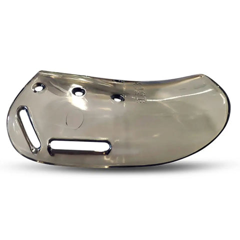 Side view of transparent polycarbonate Metatarsal Guards for Work Boots Polycarbonate Non Conductive Safety Toe Protector Attachment Universal Size.