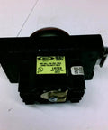 Built Tough 2 1/4 Inch Red Plastic Mushroom Plunger Switch With Latch Engineered For Heavy Duty Machines, top view.