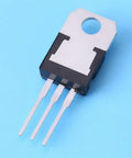 60 Piece Three Pin Transistor Assortment Kit Packing Top Shelf Semiconductor Gears And Beefy Noncontact Switch Blocks For Slick Workshop Mods Inside Neatly Sorted Plastic Crate, close-up of a TO-220 transistor.