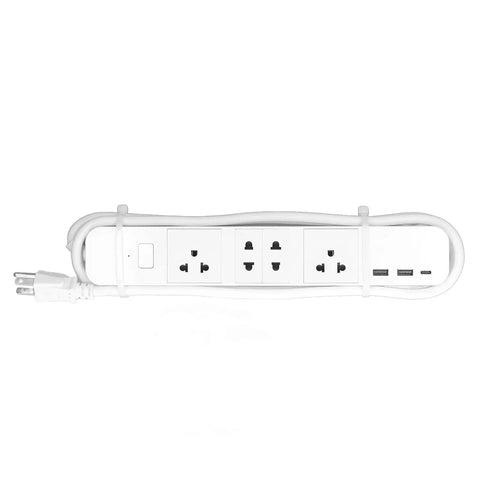 Dope No Sweat Wifi Ble Power Strip With Four Smart Outlets Plus Usb C Fast Charging Smart Home Remote App, top view with USB ports.
