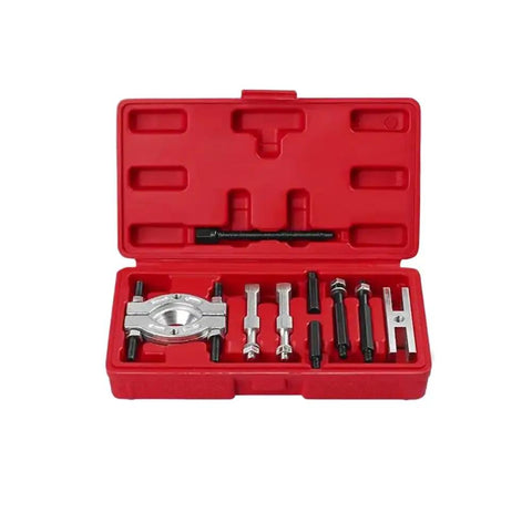 Real Deal 9 Piece Bearing Separator And Puller Tool Kit For Car Repair Shops Durable Heavy Duty Removal Gear With Sweet Red Storage Case Organizer Box For Garage Legends Or Pro Mechanics In The Game, red case open