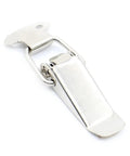Close-up of Spring Loaded Cabinet Latch and Toggle Hasp Iron Hardware for Sliding Doors and Windows, 27 by 63 Inches in durable steel.