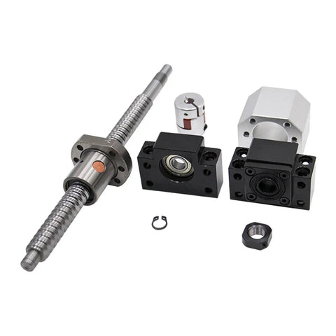 SFU1605 Ball Screw With SBR16LUU Linear Guide Rail Set For CNC Machines, Precision Linear Motion Components For DIY Automation And Robotics, 550mm Length, C7 Accuracy, Smooth Sliding Performance. Ball screw set with nut housing, coupler, and bearing blocks