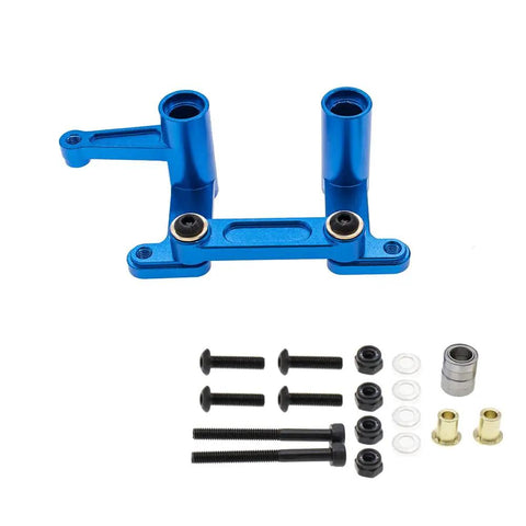 Traxxas Aluminum Steering Bellcranks And Drag Link Hop Up Kit For 1 To 10 Slash Rustler Nitro Slash Bandit VXL Ford F150 Raptor 2WD Upgrade Lightweight CNC Anodized Dark Blue Replaces Part 3743 Includes Bearings, blue aluminum steering parts and hardware