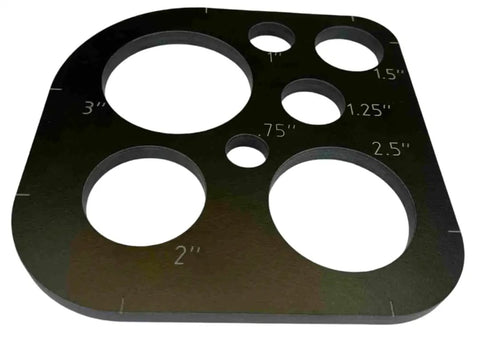 Top Shelf 11 Piece Phenolic Corner Radius And Circle Template Set showing multiple circle cut sizes for woodworking and DIY.