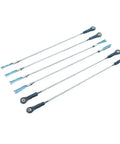Stainless Steel Linkage Rod Assembly Kit For RC Cars, Boats, And Planes With Clevis And Ball Joint Options, 304 Stainless Steel Rod, 2.6-2.7mm Diameter, 30mm Ball Joint Base, Dual Clevis Or Ball Joint Configurations For DIY Models, shown with six linkage rods