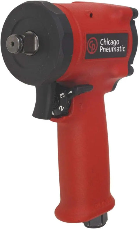Half Inch Air Impact Wrench With Aluminum Body And Steel Front Cover Delivers 450 Foot Pounds Of Torque 610 Newton Meters 9000 RPM One Hand Operation Jumbo Hammer Ergonomic Pistol Grip For Heavy Duty Auto Shop Use