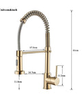 ZBSAVFM Matte Black Pull-Down Kitchen Faucet 360° Swivel Mixer Tap detailed measurements with stylish nickel & black hose.