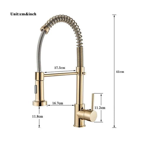 ZBSAVFM Matte Black Pull-Down Kitchen Faucet 360° Swivel Mixer Tap detailed measurements with stylish nickel & black hose.