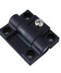 Adjustable Door Hinges Pack 10 Plastic Cabinet Box Hinges with Quiet Close and Torque Positioning, black hinge detail.