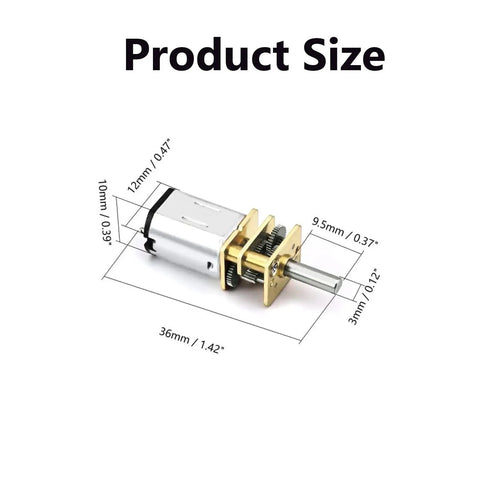 Compact 12 Volt High Torque Gear Motor With A 3mm Shaft And Metal Gears A Dope Mini DC Motor For Robot Models RC Cars And DIY Toys diagram