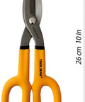 Tin Snips 10 Inch Straight Pattern Tinners Snips With Comfort Grip Sheet Metal Cutting Shears Heavy Duty with measurements