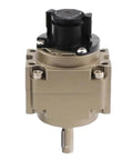 No Nonsense Pneumatic Rotary Actuator CRB1BW CDRB1BW Series industrial valve controller in gold, showing top and port details.