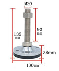 Heavy Duty Adjustable Leveling Feet 4 Pack Thick Carbon Steel Machine Support Legs For Uneven Ground with detailed dimensions.