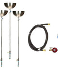 Portable Propane Tiki Torch Set 24 Inch Stainless Steel Outdoor Fire Pits Three Pack All Mounting Hardware Included Except LP Tank Built With Marine Grade 316 Stainless Ideal For Patios Yards And Backyards