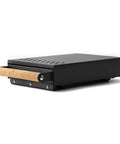 Sturdy Espresso Knocker Drawer And Coffee Knock Box With Shock Absorbing Removable Knock Bar Made From Durable Rubber And Steel, side view.