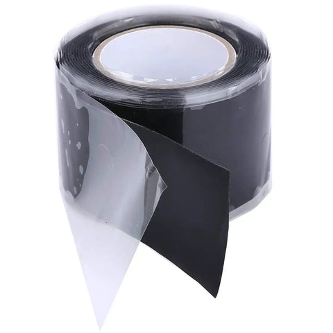 Waterproof Pipe Repair Tape That Fixes Leaks Fast And Prevents Bursts Heavy Duty Plumbers Adhesive in black, 1.5m x 2.5cm roll.