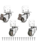 4 Pack L Shaped Furniture Casters With 1 Inch TPE Wheels, 360 Degree Swivel Silent Caster For Quiet Movement, Rubber Wheel For Cribs And Furniture, Total Load Capacity 80 Lbs, Includes Mounting Screws, Rust Resistant Steel Shaft