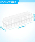 Easy Grab And Go Vial Storage Box For 3ml Peptide And Essential Oil Test Tubes 24 Count Transparent Container with dimensions shown