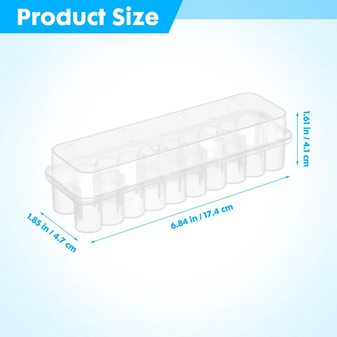 Easy Grab And Go Vial Storage Box For 3ml Peptide And Essential Oil Test Tubes 24 Count Transparent Container with dimensions shown