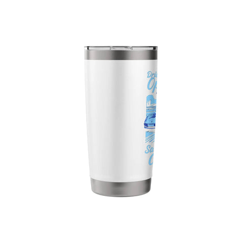 Road Trip Vibes Stainless Steel Insulated Tumbler with Open Highway Car and Open Sea Sail Design