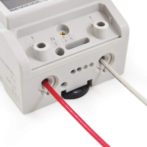 Back view of Single Phase KWh Meter Pass Through For Electrical Monitoring DIY 100A 120V To 240V showing wiring connections