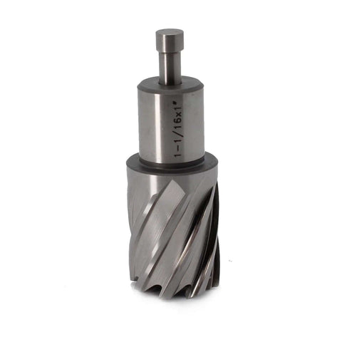 Front view of OSCARBIDE annular cutter, 1-1/16 in diameter x 1 in depth, 3/4 in Weldon shank for magnetic drill press