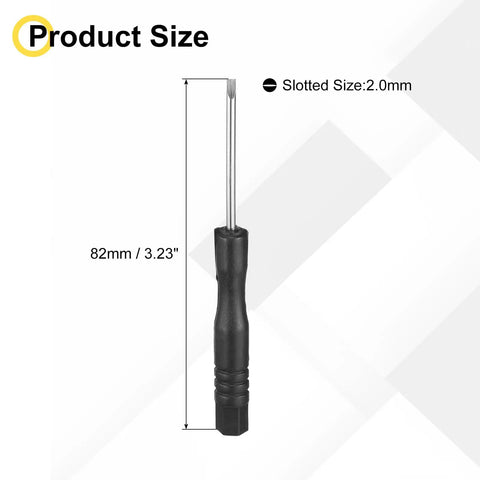 Hella Precise Micro Flat Head Screwdriver With 2.0mm Slotted Carbon Steel Blade and ergonomic grip, 82mm long for electronics repair.