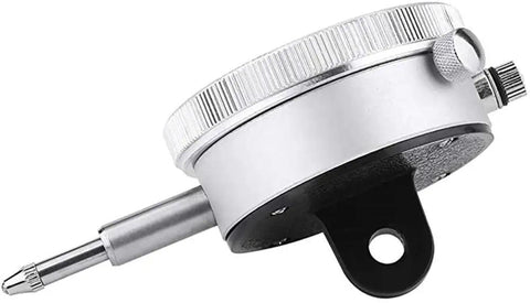 Side view of Metric Dial Indicator 0-10mm with 0.01mm Precision, heavy-duty metal gauge for shaft runout measurement.