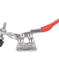 Rock Solid 304 Stainless Steel Toggle Clamp Kit With Snappy Quick Release Action For Welding Jigs And Woodworking Fixtures featuring robust design with a red handle.
