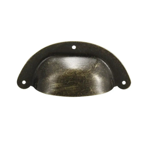 Top Shelf Vintage Bronze Cup Pulls For Kitchen Cabinets And Dressers Featuring Heavy Carbon Steel Build With Flawless 3.9 Length And 1.77 Width For A Killer 6 Pack Furniture Refresh, bronze cup pull close-up.