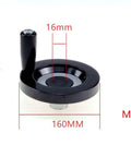T16 Lead Screw With Hand Wheel Upgrade, 160mm black hand wheel with 16mm diameter for 3D printer parts and CNC machinery.