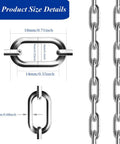 Diagram showing link sizes of Heavy Duty 50ft 2mm Stainless Steel Chain With Spool For Hanging Bird Feeders Dog Leashes Signs And DIY Projects 304 Stainless Rust Resistant Built Tough Easy To Cut And Use