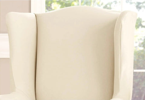 Cotton Duck Wing Chair Slipcover One Piece T Cushion Fit Cozy Woven Look 100 Percent Cotton Machine Washable Natural Color