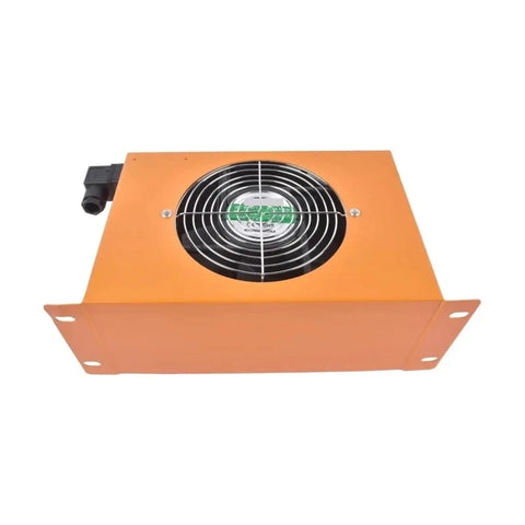Top view of Beefy Hydraulic Air Oil Cooler For Heavy Machinery 60 Liters Per Minute Flow Air Cooled Radiator With 24V Fan 2 MPa Working Pressure.