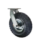 Top Shelf 10 Inch Inflatable Rubber Wheels With Stainless Steel Brackets For Luggage And Hotel Trolley Casters close-up of rubber wheel with metal bracket
