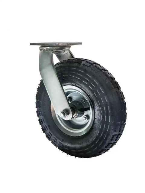 Heavy Duty 10 Inch Inflatable Rubber Wheels With Smooth Rolling Universal Trolley Casters For Luggage Carts and Hotel Gear, showcasing rubber wheel detail.