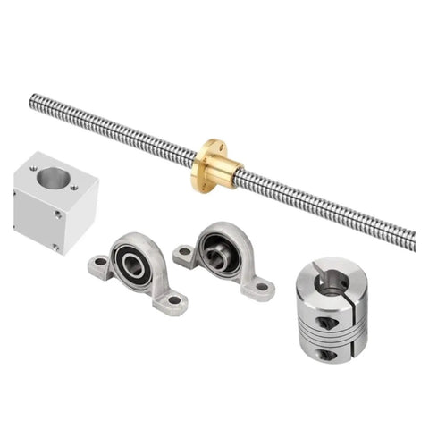 Upgrade Your 3D Printer Or Cnc Setup With These Cool Gzcbdsm T8 Lead Screw Rods Featuring A Precision 2Mm Pitch And Durable 8mm Build In Lengths From 100 To 1000Mm For Smooth Vertical Or Horizontal Motion Control That Really Works Great. T8 lead screw kit with coupling, bearings, and nut for CNC 3D printer linear motion