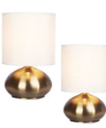 Transitional Small Touch Lamp Set in Antique Brass, 9.25 Inch Tall, Set of 2, Touch Control Desk Lamps, LED Bulb Not Included
