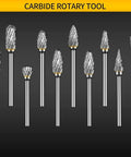 Carbide burr set, 10 pcs, 1/8 inch shank, double-cut bits for Dremel-compatible metal grinding and engraving