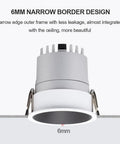 Slick 7Pack LED Recessed Downlight, Dope Adjustable Warm White 3000K Retrofit Spots, CRI98 aluminum design showcasing 6mm border.