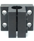 Front view of Metric Carbon Steel Bracket Guide Shaft Support with four mounting holes and 20 mm bore for industrial use.