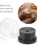 Pro Grade Mainspring Barrel Close Tool for watch repair, black and clear plastic parts, close-up of tool in use